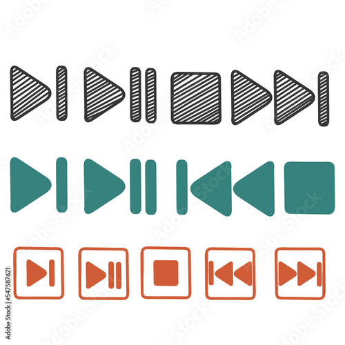 hand drawn doodle Play video icon collection