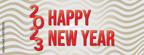 Text Effect 2023 Happy New Year with Wavy Lines Template Design