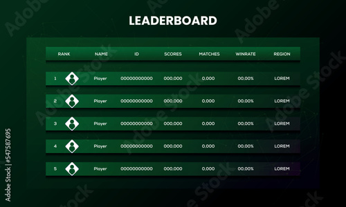 Leaderboard with abstract background, green color leaderboard