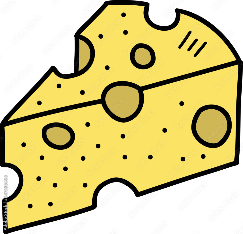 Fototapeta premium Hand Drawn triangular cheese illustration