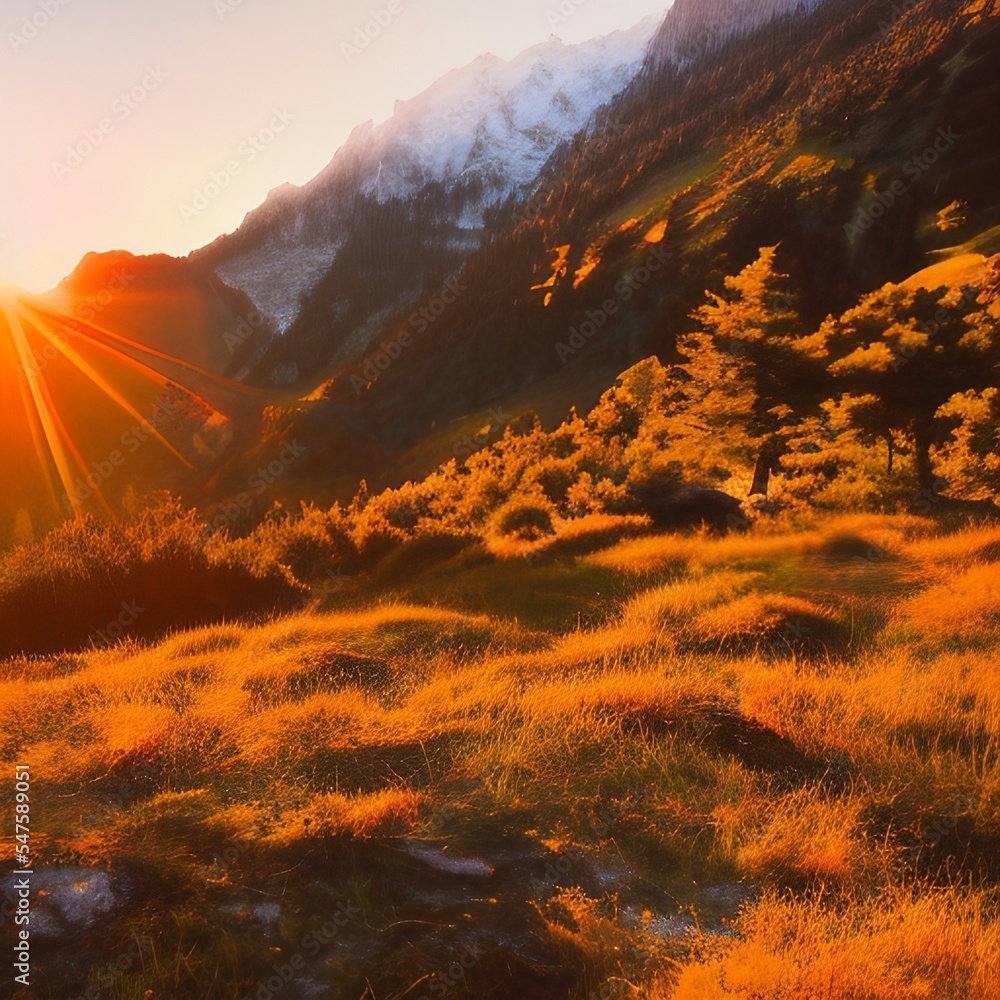 Fototapeta premium sunset in the mountains
