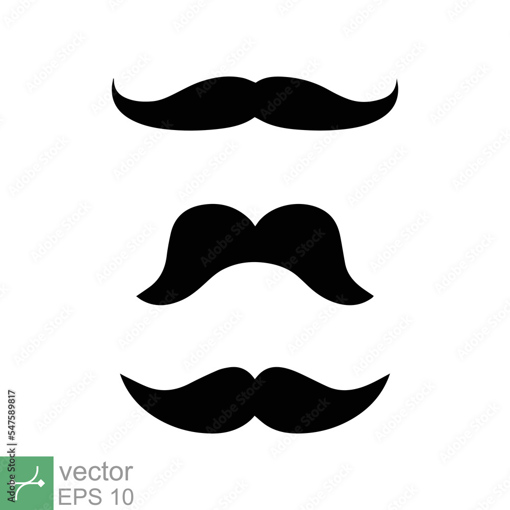Old style mustaches icon set. Simple flat style. Cartoon, dad, mister, gentleman concept. Vector illustration isolated on white background. EPS 10. Old style mustaches icon set. Simple flat style. Cartoon, dad, mister, gentleman concept. Vector illustration isolated on white background. EPS 10.