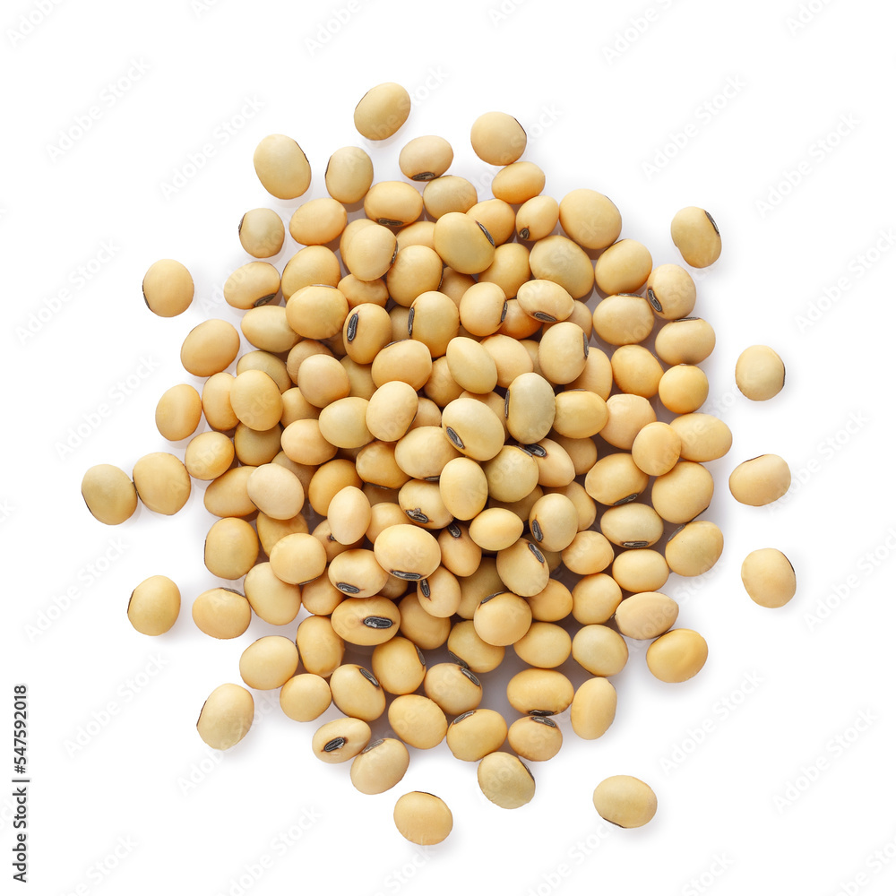 top view of soybeans heap isolated on white top view of soybeans heap isolated on white