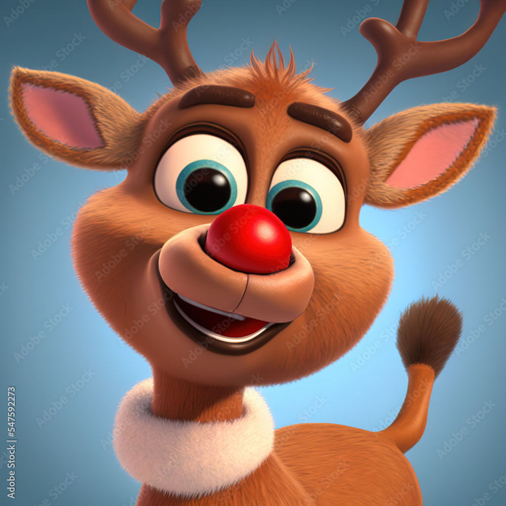Rudolph the Red Nosed Reindeer, AI Generated Illustration Stock ...