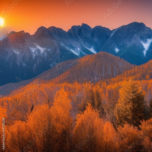 sunset in the mountains