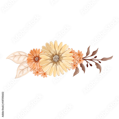 Fototapeta Naklejka Na Ścianę i Meble -  Orange Watercolor Flower Arrangement