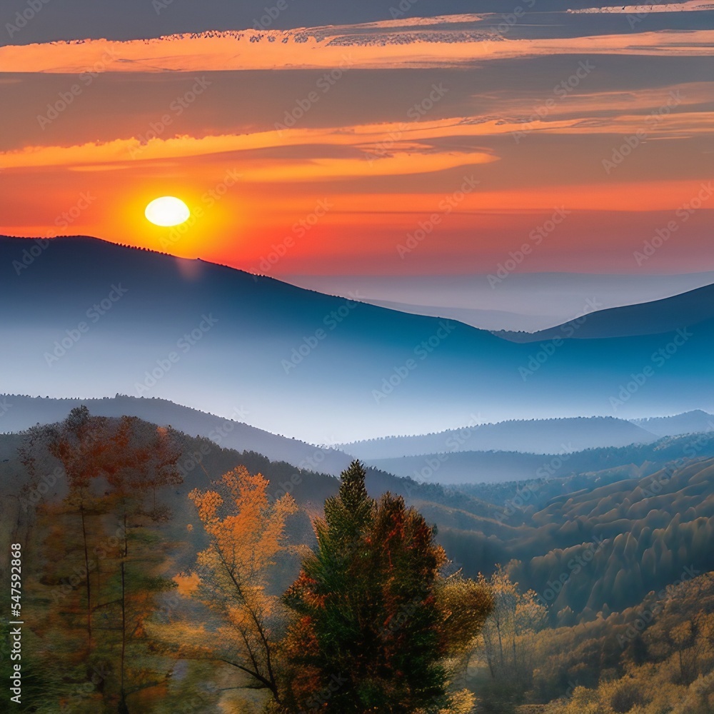 Naklejka premium sunset in the mountains