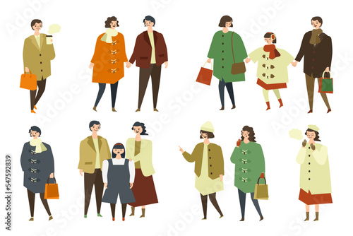Wallpaper Mural 冬の街の人々イラストセット Torontodigital.ca