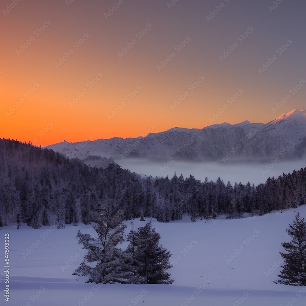 sunset in the mountains