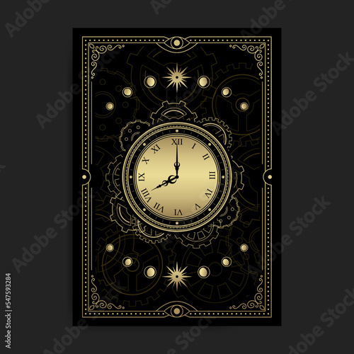 Luxurious magical clock or watch in gold color
