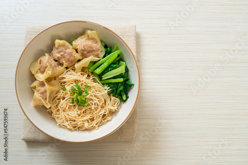 dried egg noodles with pork wonton or pork dumplings without soup