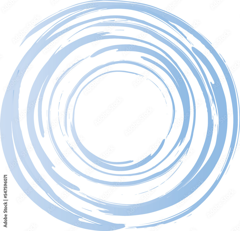 絵筆で描いたようなシンプルな渦を巻く青色の円形フレーム