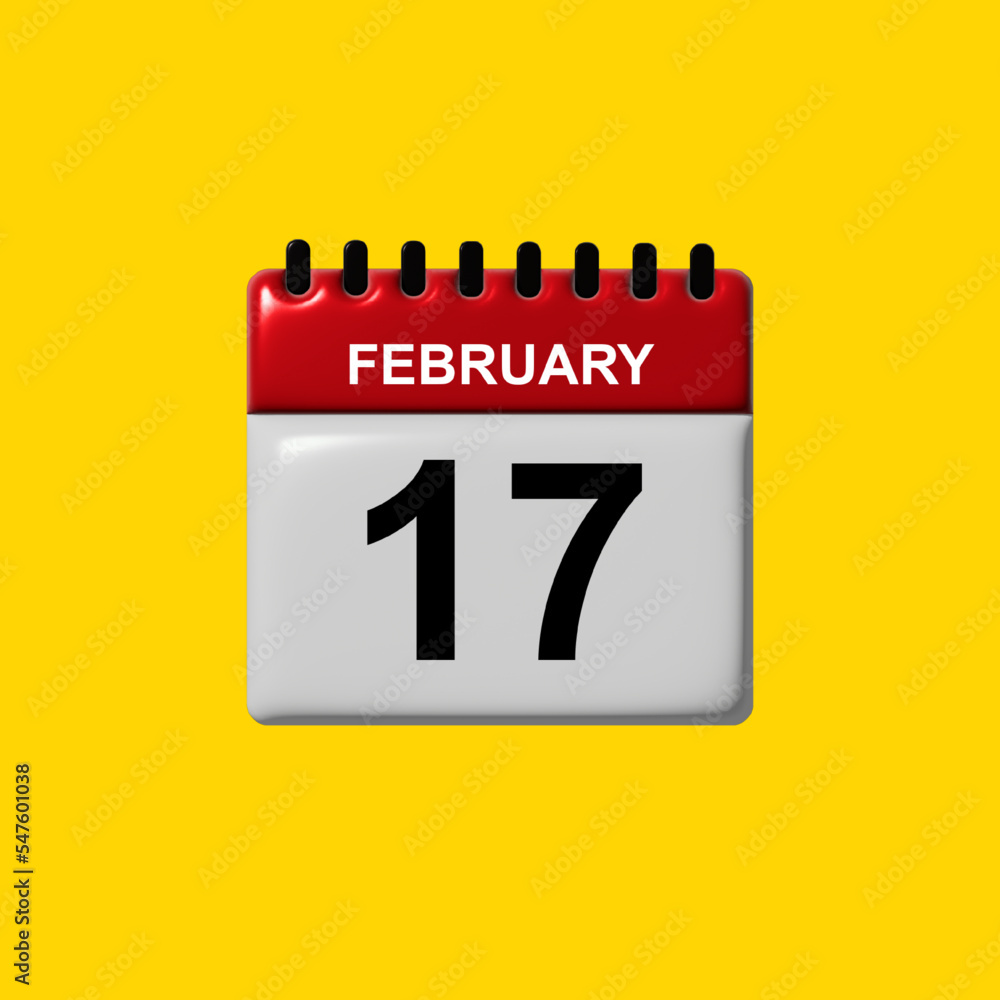 Fototapeta premium february 3d calendar vector design. february calendar design template. 3d calendar design vector illustration