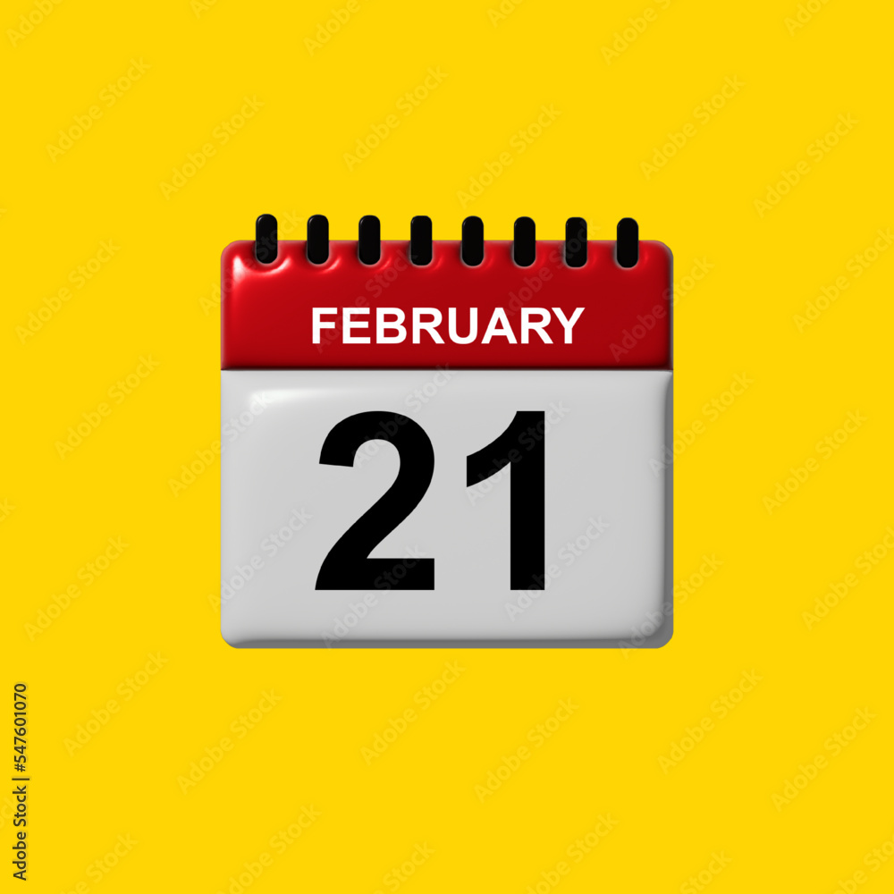 Fototapeta premium february 3d calendar vector design. february calendar design template. 3d calendar design vector illustration