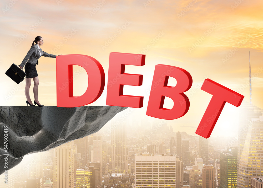 Debt and loan concept with businesswoman Debt and loan concept with businesswoman