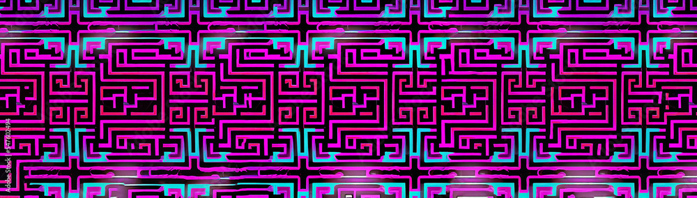 Psychedelic Greek Key pattern. Pattern made for fabric. Psychedelic Greek Key pattern. Pattern made for fabric.