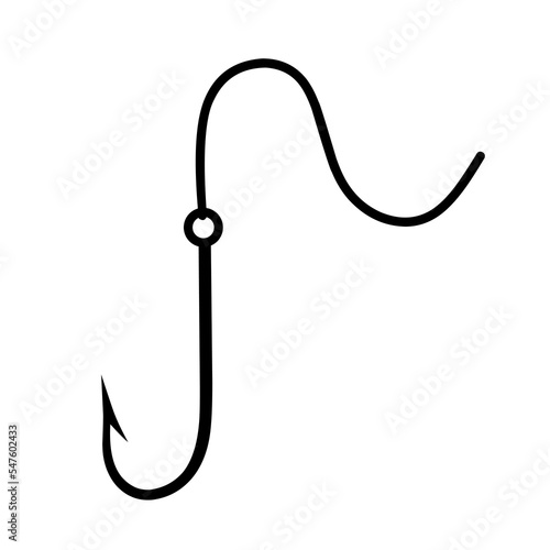 Fishing hook icon with line on white background. Great for angler logos and web logos. Vector illustration