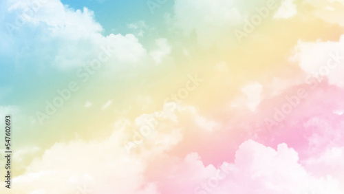 Beautiful summer clouds on pastel rainbow sky