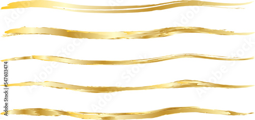 絵筆で描いたようなシンプルな金色の線セット
