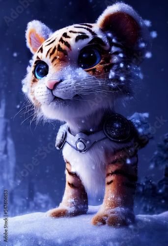 character baby leopard in the snow