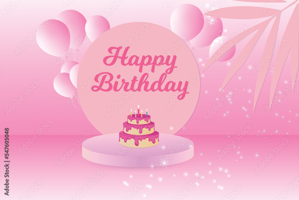 Happy birthday Pink background design with balloons. Happy birthday Pink background design with balloons.