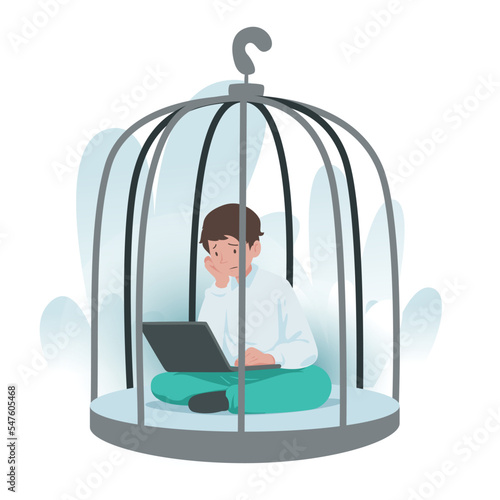 Illustration graphic of Stuck in Coding Issues. Perfect for banner, social media, etc.