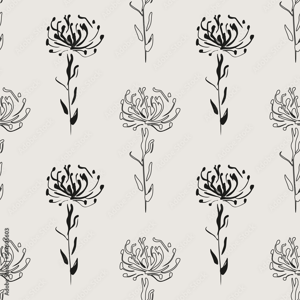 Essential floral seamless vector pattern. Neutral geometry useful repeating pattern for packaging and backgrounds.