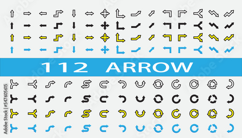 Set of vector arrow icons. Four Style.