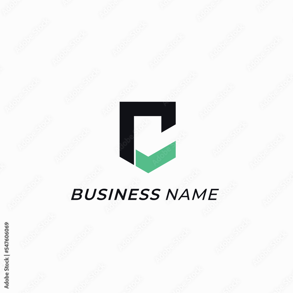 design logo creative letter C and check design logo creative letter C and check