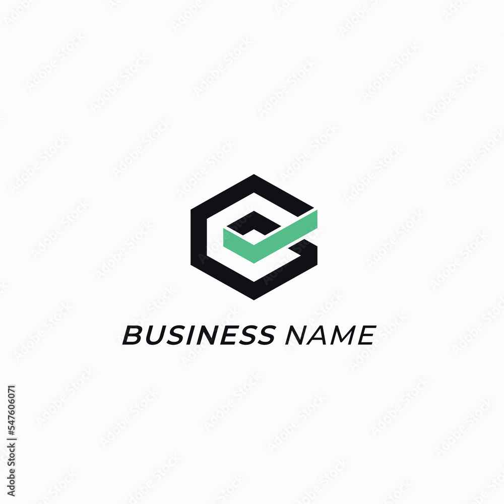 Fototapeta premium design logo hexagon letter C and thick