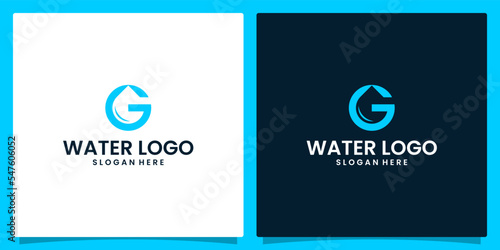 Water oil logo design template with initial letter G logo graphic design vector illustration. Symbol, icon, creative.