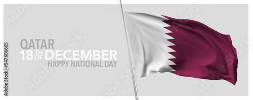 Qatar happy national day greeting card, banner with template text vector illustration