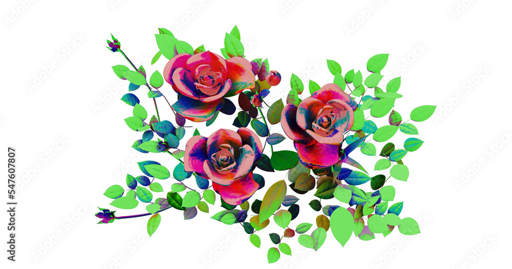 Naklejka premium Rose ばら バラ 薔薇 3DCG 透過PNG