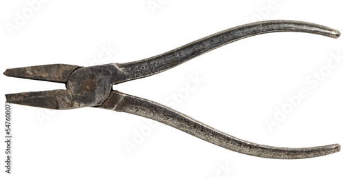 Картината върху платно Old rusty linesman pliers. isolated on a transparent background