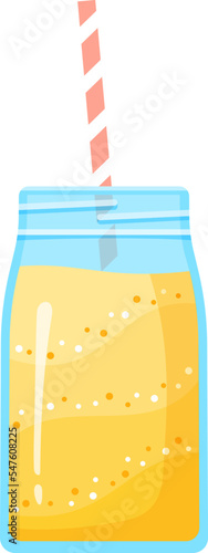 Vegeterian smoothie shake cocktail vector illustration. Glass jar with layers of sweet vitamin juice cocktail or protein shake for smoothies fitness bar design