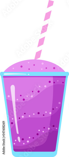 Natural fruit smoothie cocktail vector illustration. Sweet protein shake or vegeterian juicy cocktail in glass cup with straw for smoothie social media promotion banner