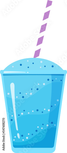 Natural fruit smoothie cocktail vector illustration. Sweet protein shake or vegeterian juicy cocktail in glass cup with straw for smoothie social media promotion banner