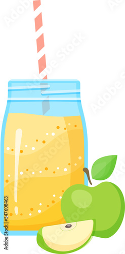 Vegeterian smoothie shake cocktail collection vector illustration. Glass jar with layers of sweet vitamin juice cocktail or protein shake with for smoothies fitness bar design