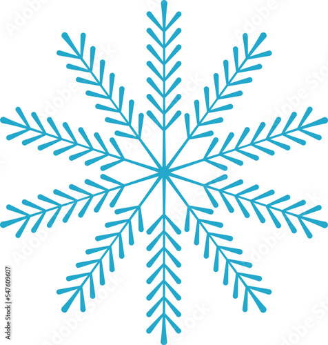 Icy snowflakes winter decoration collection vector illustration. Set of flat blue line snowflake icons on white background for new year celebration design or winter season festive ormament decoration