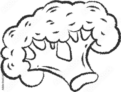 Chalked sketch broccoli vegetable icon vector illustration. White chalk style line hand drawn vegetable sketch icon for restaurant menu promo design