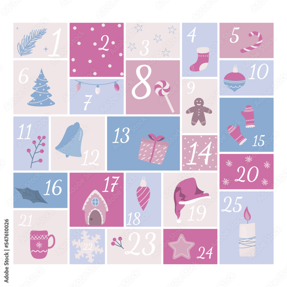 christmas elements collection, advent calendar