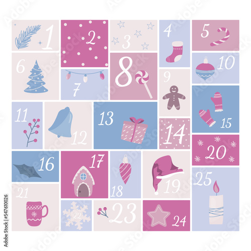 christmas elements collection, advent calendar