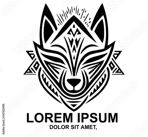 tattoo design tribal wolf fox  tribal tattoo Polynesian Maori Mayan Inca Aztec ethnic black and white seamless pattern tattoo ornament vector graphic design fox wolf head with wings editable abstract 