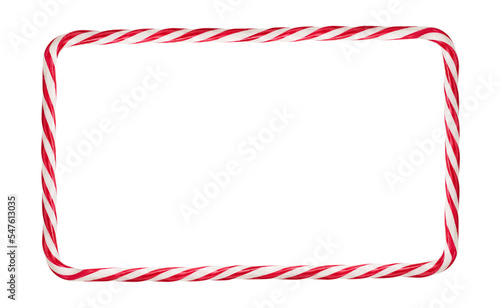 Quadro su tela Candy cane, christmas frame isolated on white background