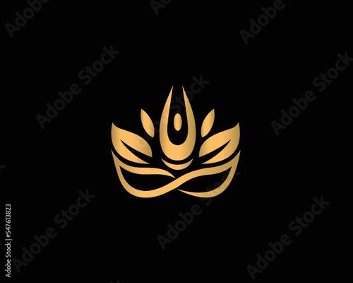 Abstract Yoga Human Meditation Logo Design With Person Flower Balance Logotype Creative Spa, Guru Vector Template.