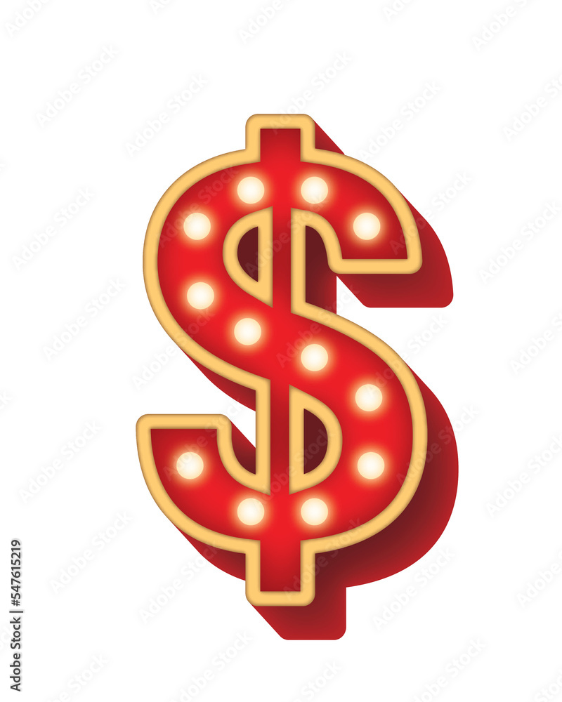 03 Symbol Alphabet Bulb Red Light Dollar Currency Money 03 Symbol Alphabet Bulb Red Light Dollar Currency Money