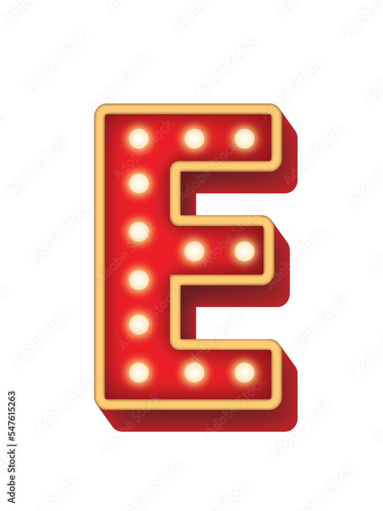 Alphabet Bulb Red Light E Alphabet Bulb Red Light E