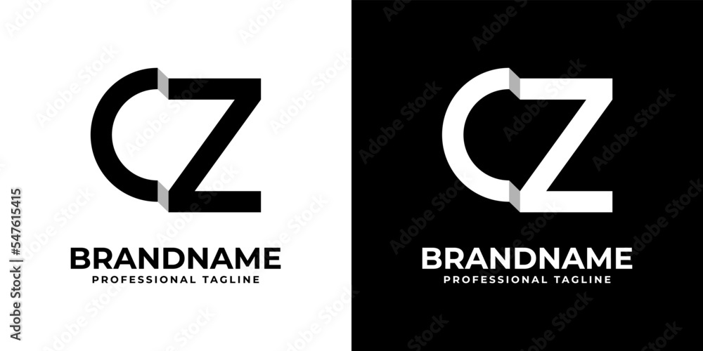 Letter CZ or ZC Monogram Logo, suitable for any business with CZ or ZC initials. - obrazy, fototapety, plakaty 