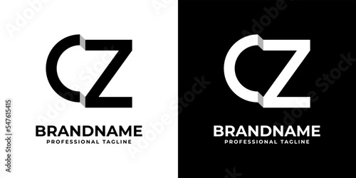 Letter CZ or ZC Monogram Logo, suitable for any business with CZ or ZC initials.