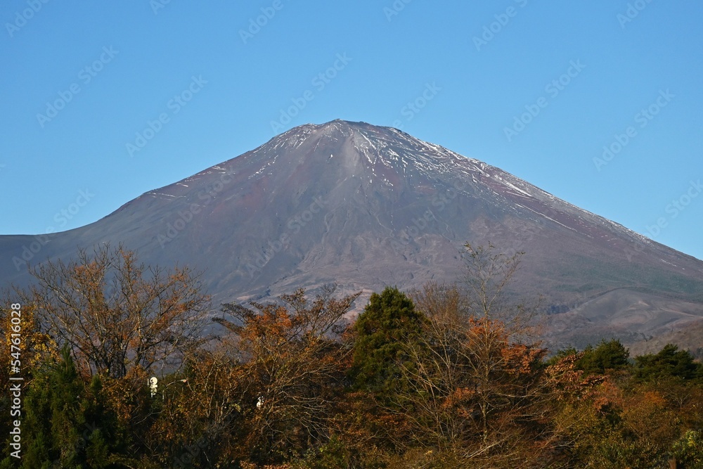 Japan tourist attraction. Fuji in late autumn.